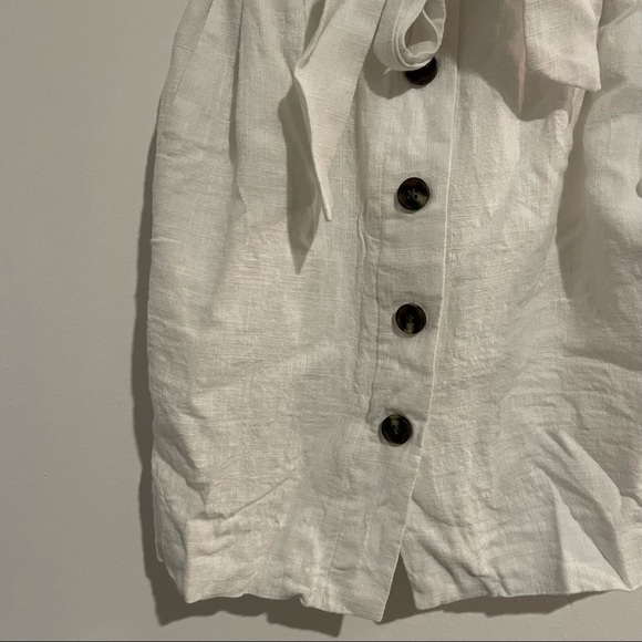 H&M White Linen Button Front Paperbag Skirt Sz 0 - Picture 3 of 6